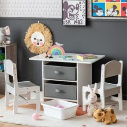 NNECW Kids Activity Desk and Chair set with Large Storage Space for Preschool