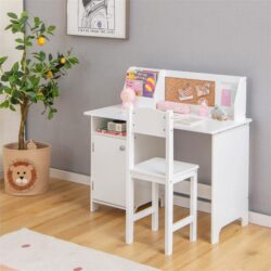 NNECW Kids Desk and Chair Set with Hutch & Bulletin Board