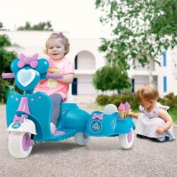 NNECW Kids Ride on Motorbike with Detachable Sidecar for 37-96 Months-Blue