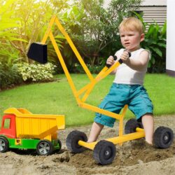 NNECW Kids Ride on Sand Digger with Rotatable Seat for Beach Yellow