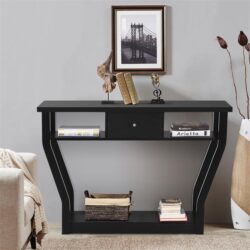 NNECW Modern Entryway Table with Storage Drawer for Office-Black