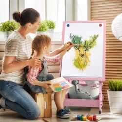 NNECW Multifunctional Art Easel with Storage for Kids-Pink