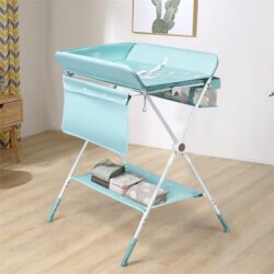 NNECW Portable Multi-purpose Diaper Station with Storage Rack and Adjustable Heights for Kids-Blue