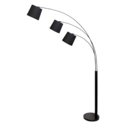 NNEDPE Sarantino 3-Light Arc Floor Lamp Adjustable Black Taper Shades