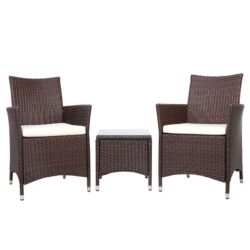 NNEDSZ 3pc Bistro Wicker Outdoor Furniture Set Brown