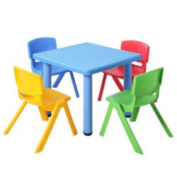 NNEDSZ 5 Piece Kids Table and Chair Set - Blue