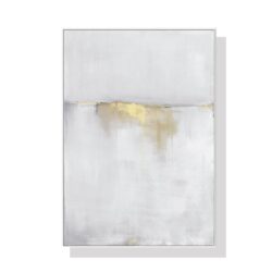 NNEDSZ 50cmx70cm Abstract gold white single II White Frame Canvas Wall Art