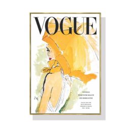 NNEDSZ 50cmx70cm Vogue Girl Gold Frame Canvas Wall Art