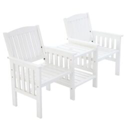 NNEDSZ Bench Chair Table Loveseat Wooden Outdoor Furniture Patio Park White