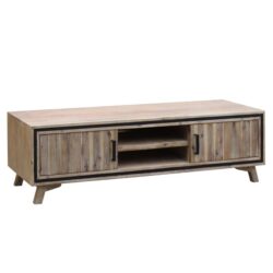 NNEDSZ Cabinet with 2 Storage Drawers Cabinet Solid Acacia Wooden Entertainment Unit in Sliver Bruch Colour