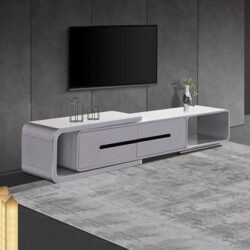NNEDSZ Cabinet with 2 Storage Drawers With High Glossy Assembled Entertainment Unit in White colour