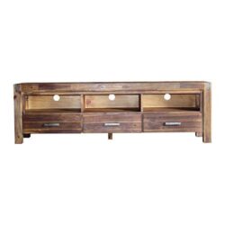 NNEDSZ Cabinet with 3 Storage Drawers with Shelf Solid Acacia Wooden Frame Entertainment Unit in Chocolate Colour