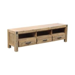 NNEDSZ Cabinet with 3 Storage Drawers with Shelf Solid Acacia Wooden Frame Entertainment Unit in Oak Colour