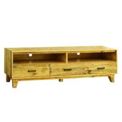 NNEDSZ Cabinet with 3 Storage Drawers with Shelf in Wooden Entertainment Unit in Light Brown Colour
