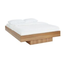 NNEDSZ Oak Wood Floating Bed Base Queen