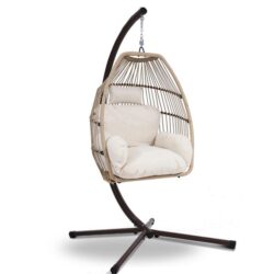 NNEDSZ Outdoor Furniture Egg Hanging Swing Chair Stand Wicker Rattan Hammock