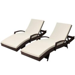 NNEDSZ Set of 2 Sun Lounge Outdoor Furniture Day Bed Rattan Wicker Lounger Patio