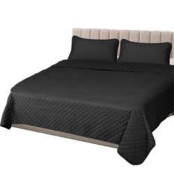 NNEIDS Bedspread Coverlet Set Quilted Comforter Soft Pillowcases Queen Dark Grey