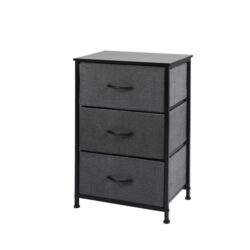 NNEIDS Storage Cabinet Tower Chest of Drawers Dresser Tallboy 3 Drawer Dark Grey