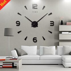 NNEOBA Large Wall Clock Quartz 3D DIY Big Watch Decorative Kitchen Clocks Acrylic Mirror Sticker Oversize Wall Clocks Home Letter Decor