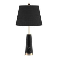 NNESYN 68cm Black Marble Bedside Desk Table Lamp Living Room Shade with Cone Shape Base