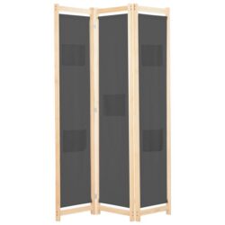 NNEVL 3-Panel Room Divider Grey 120x170x4 cm Fabric