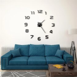 NNEVL 3D Wall Clock Modern Design 100 cm XXL Black