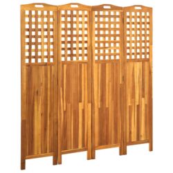 NNEVL 4-Panel Room Divider 161x2x170 cm Solid Acacia Wood