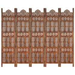 NNEVL Hand carved 5-Panel Room Divider Brown 200x165 cm Solid Mango Wood
