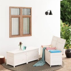NNEVL Outdoor Cushion Box White 150x50x56 cm Solid Wood Fir
