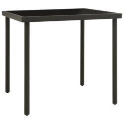 NNEVL Outdoor Dining Table Anthracite 80x80x72 cm Glass and Steel
