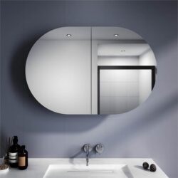 Oval Mirror Cabinet Medicine Shaving Bathroom Wall Hung or In-wall 900x600mm