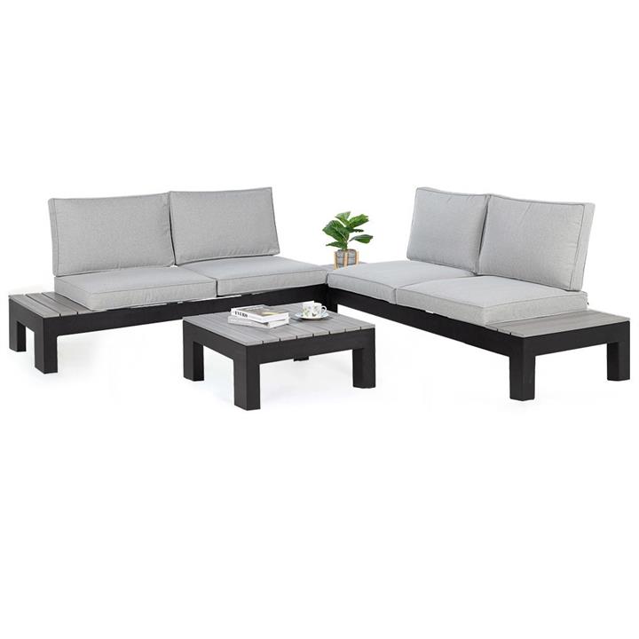 PRE-ORDER FORTIA 4 pc Outdoor Furniture Setting, 4 Seater Lounge, Chairs and Side Tables, for Outdoors Garden Patio