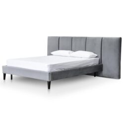 Reylon King Bed Frame - Charcoal Velvet by Interior Secrets - AfterPay Available