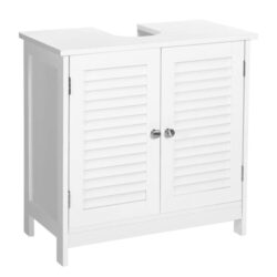 Vasagle Under Sink Cabinet Cupboard with 2 Louvered Doors White Bathroom Cabinet