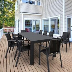 Esterno Range 11 Piece Outdoor Sets with Extendable Table - Black by Interior Secrets - AfterPay Available