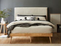 Franki 2PCE King Headboard and Bed Base Bundle | Natural & Beige Fabric | Shop Online or Instore | B2C Furniture