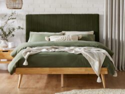 Franki 2PCE King Headboard and Bed Base Bundle | Natural & Green Fabric | Shop Online or Instore | B2C Furniture