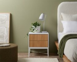 Nyla Bedside Table - White/Natural