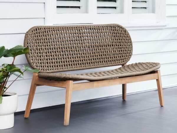 Tuvalu Acacia Outdoor Bench Seat | Khaki Rope | Shop Online or Instore | B2C Furniture