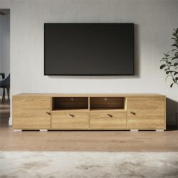 1800mm Natural TV Cabinet Entertainment Unit Stand with 2 open storage & 4 closed storage