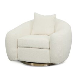 Howard Swivel Armchair - Ivory White Boucle by Interior Secrets - AfterPay Available
