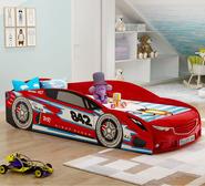 Kids Zale Single Racer Car Bed & Mattress Red