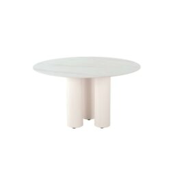 Mattia Modern Wooden Ceramic Round Kitchen Dining Table 130cm - White Sevella