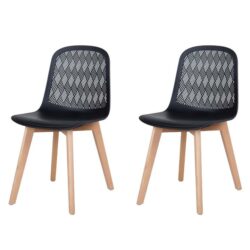 Set Of 2 Jonas PP Kitchen Dining Chairs Wooden Legs Black/Oak