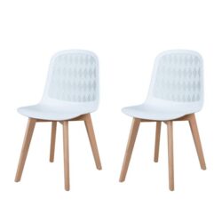 Set Of 2 Jonas PP Kitchen Dining Chairs Wooden Legs White/Oak