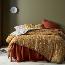 Accessorize Lisa Ochre Washed Cotton Printed Quilt Cover Set King
