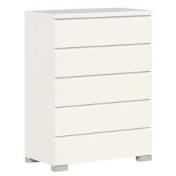 Charles Modern Wooden Chest Of 5-Drawer Tallboy Storage Cabinet White
