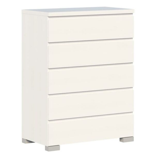 Charles Modern Wooden Chest Of 5-Drawer Tallboy Storage Cabinet White