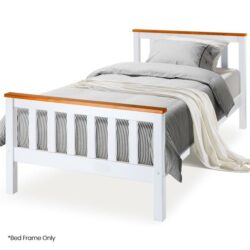 KINGSTON SLUMBER Single Wooden Bed Frame, Modern Design, For Kids or Adults, Bedroom Furniture, White